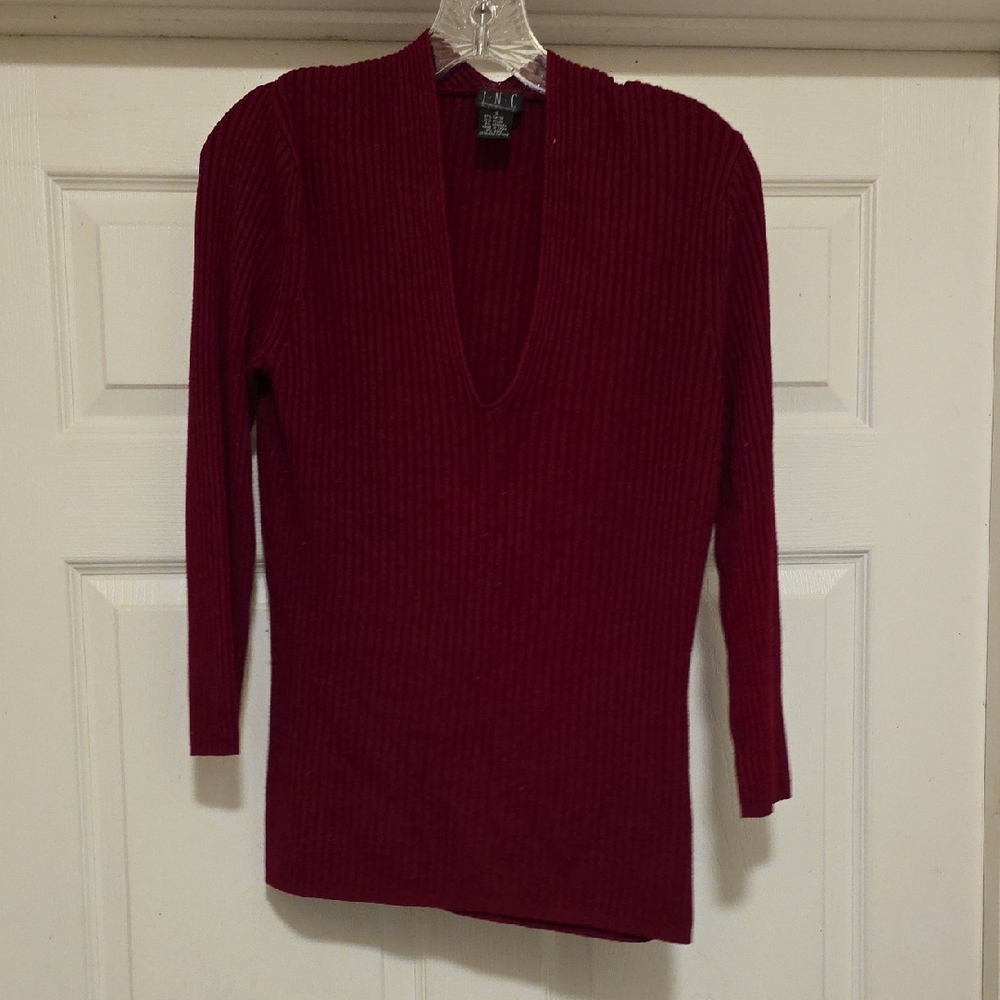 INC International Concepts Deep Red V-Neck Sweater